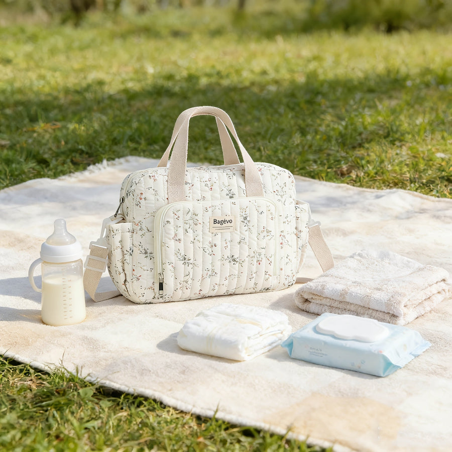 Sac à langer cabas floral pour maman et papa — Monptitlou