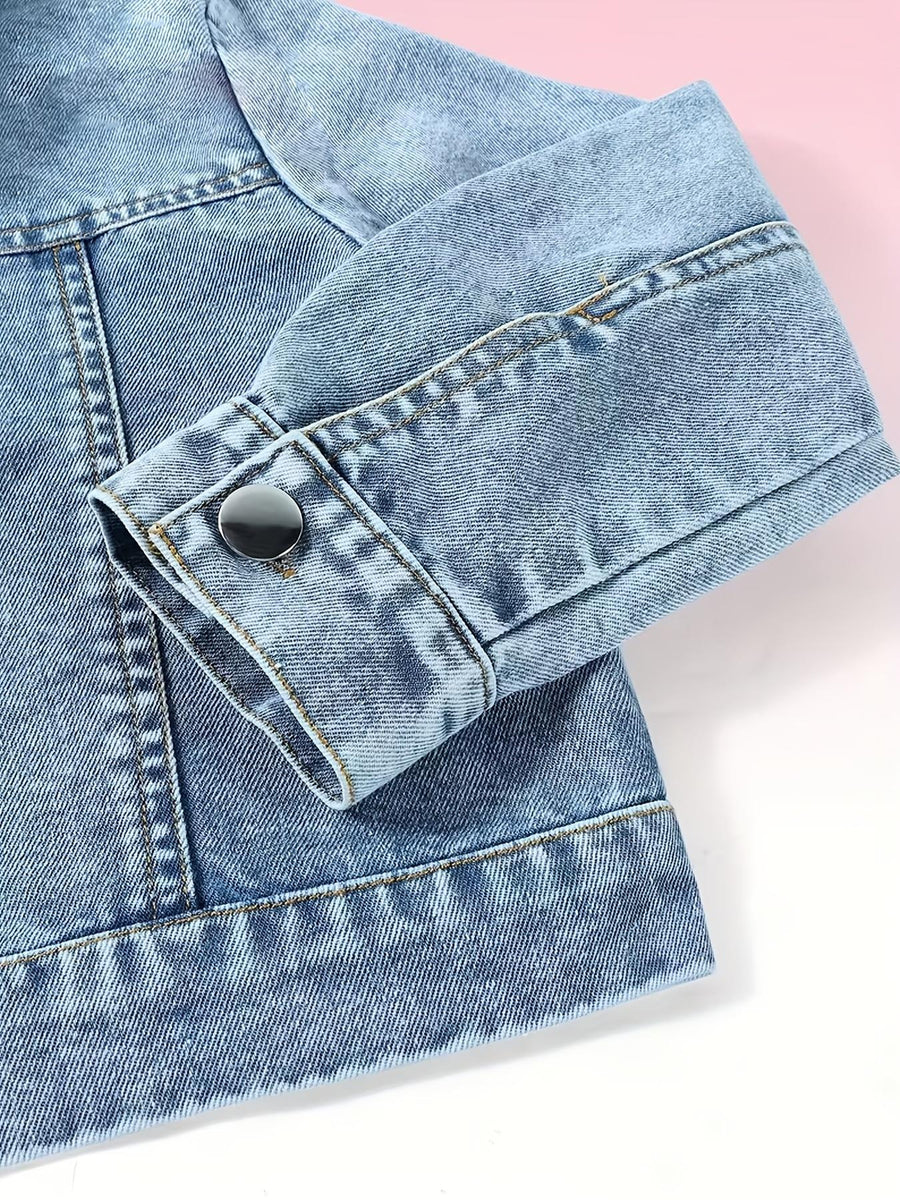 Veste en jean pour garçon avec motif tracteur cartoon orange au dos et — Monptitlou
