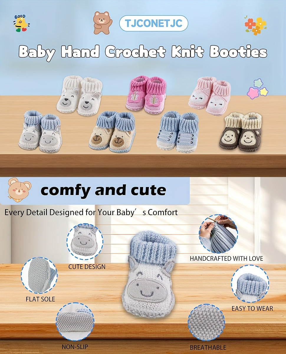 1 Paire de Chaussons Tricotés Mignons à Motifs Animaux pour — Monptitlou