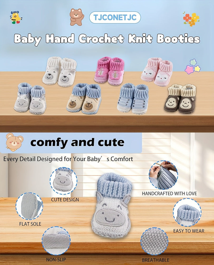 1 Paire de Chaussons Tricotés Mignons à Motifs Animaux pour — Monptitlou