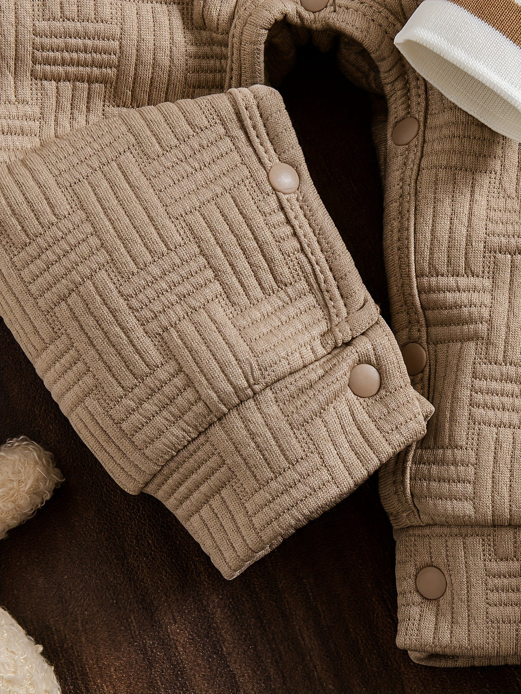 Combinaison polo col badge petit ours jacquard solide pour bébé garçon — Monptitlou