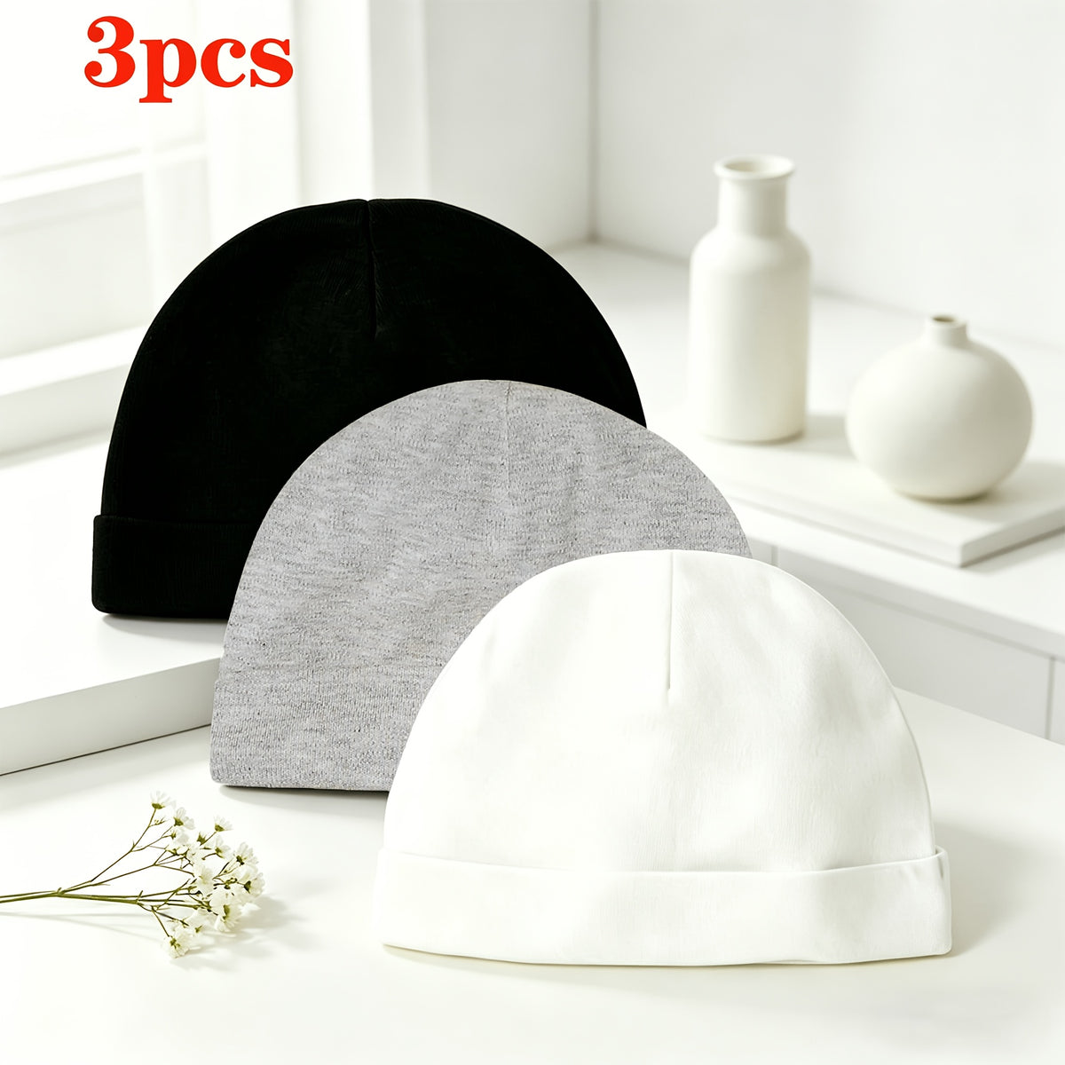 Bonnets unis pour nouveau-nés, garçons et filles, confortables — Monptitlou Image