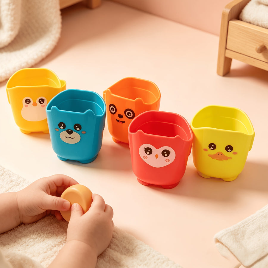 Gobelets de rangement colorés avec dessins animés et ventouses pour — Monptitlou