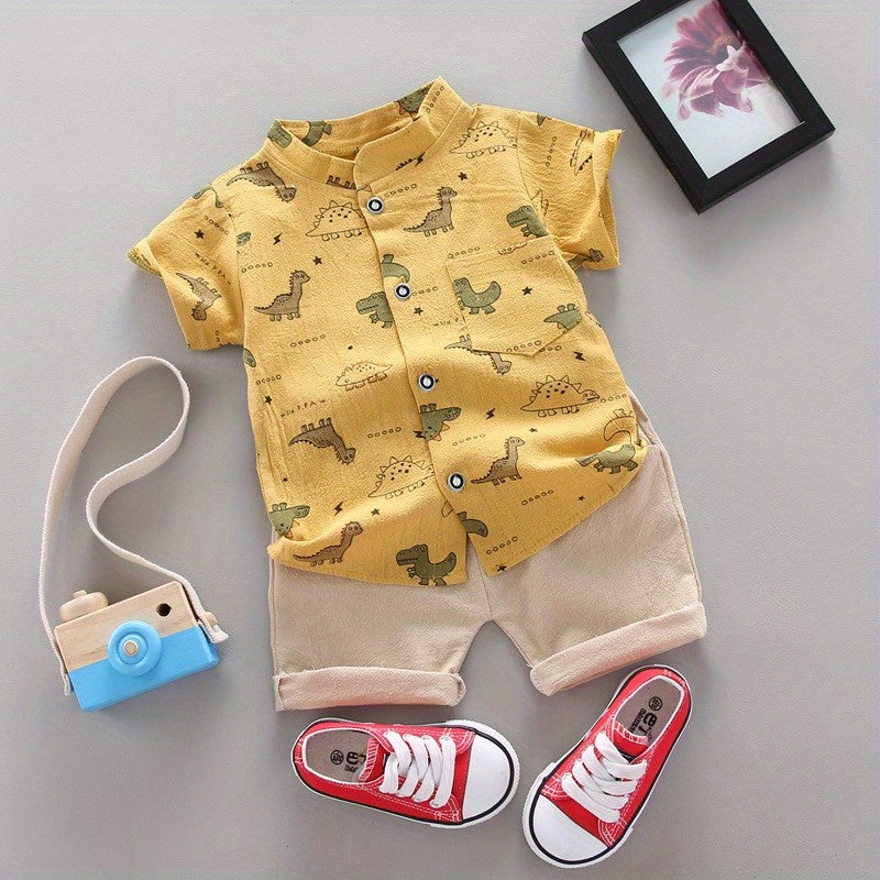 Chemise à manches courtes décontractée pour jeunes, motif animaux, été — Monptitlou