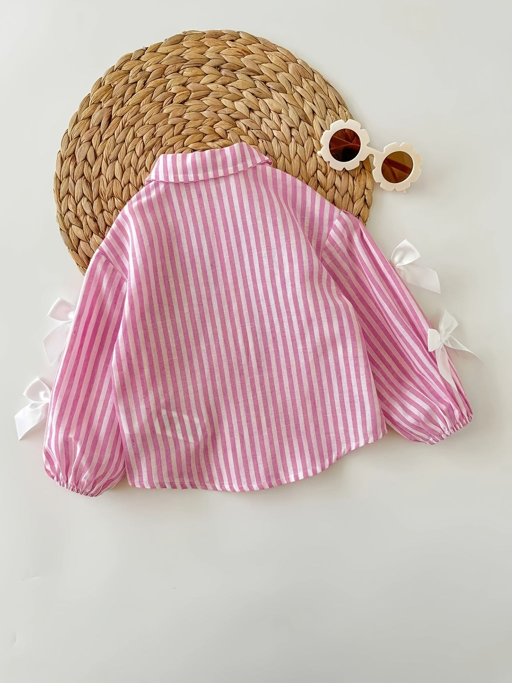 [Chemise bébé rayée] 1 pc Chemise bébé style doux à col polo manches — Monptitlou