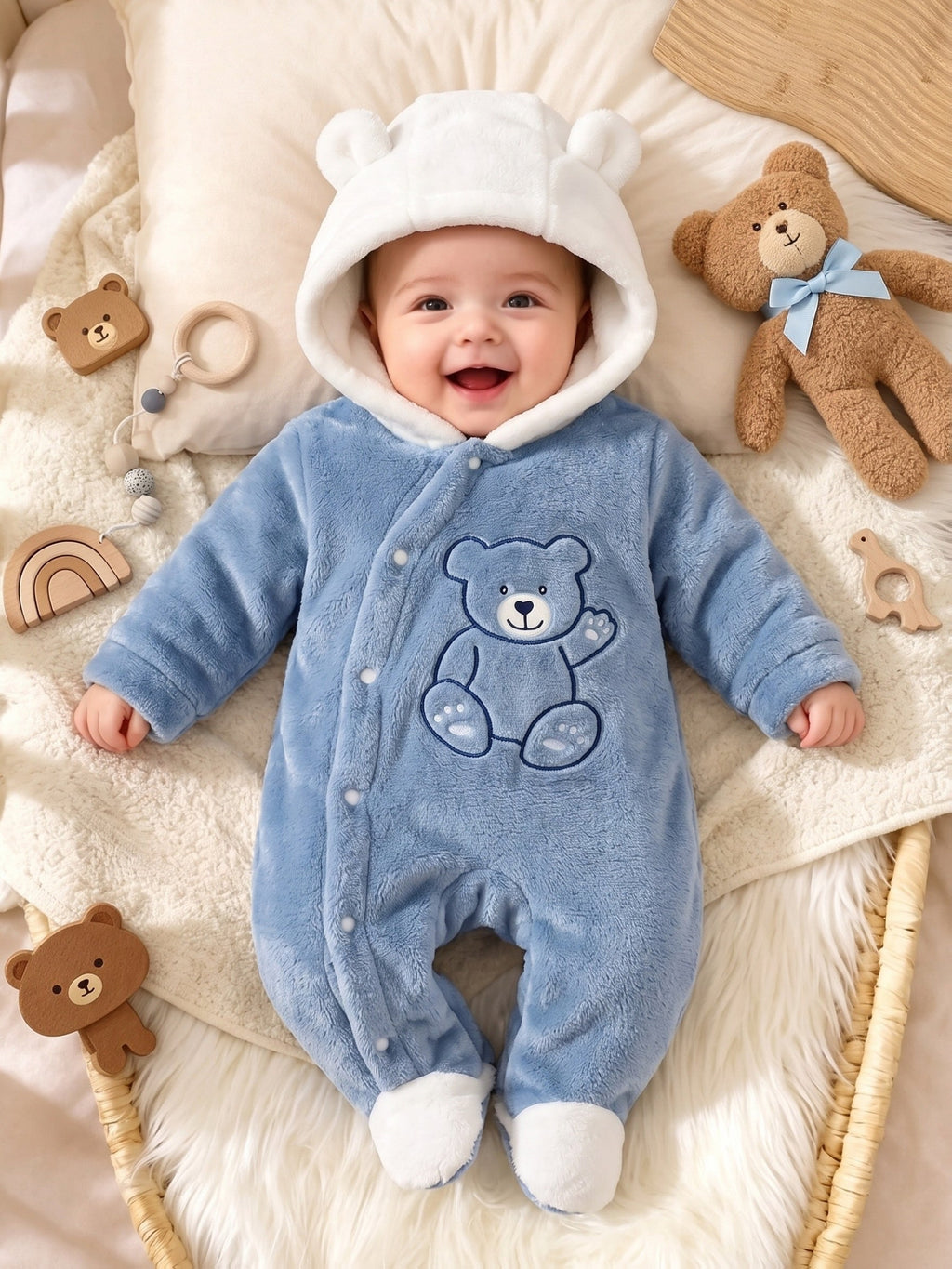Mignonne nouvelle combinaison pieds et capuche d'automne/hiver pour — Monptitlou