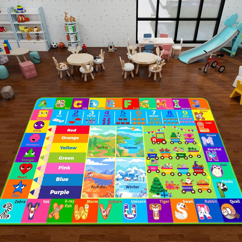 950G/M2 Tapis d'éveil en velours antidérapant et lavable avec motif ABC — Monptitlou