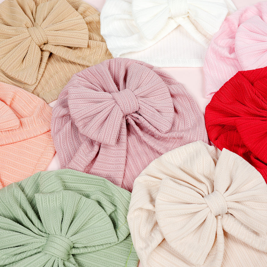 2/3/8pcs Chapeau à nœud en tissu rayé de couleur unie, super élastique — Monptitlou