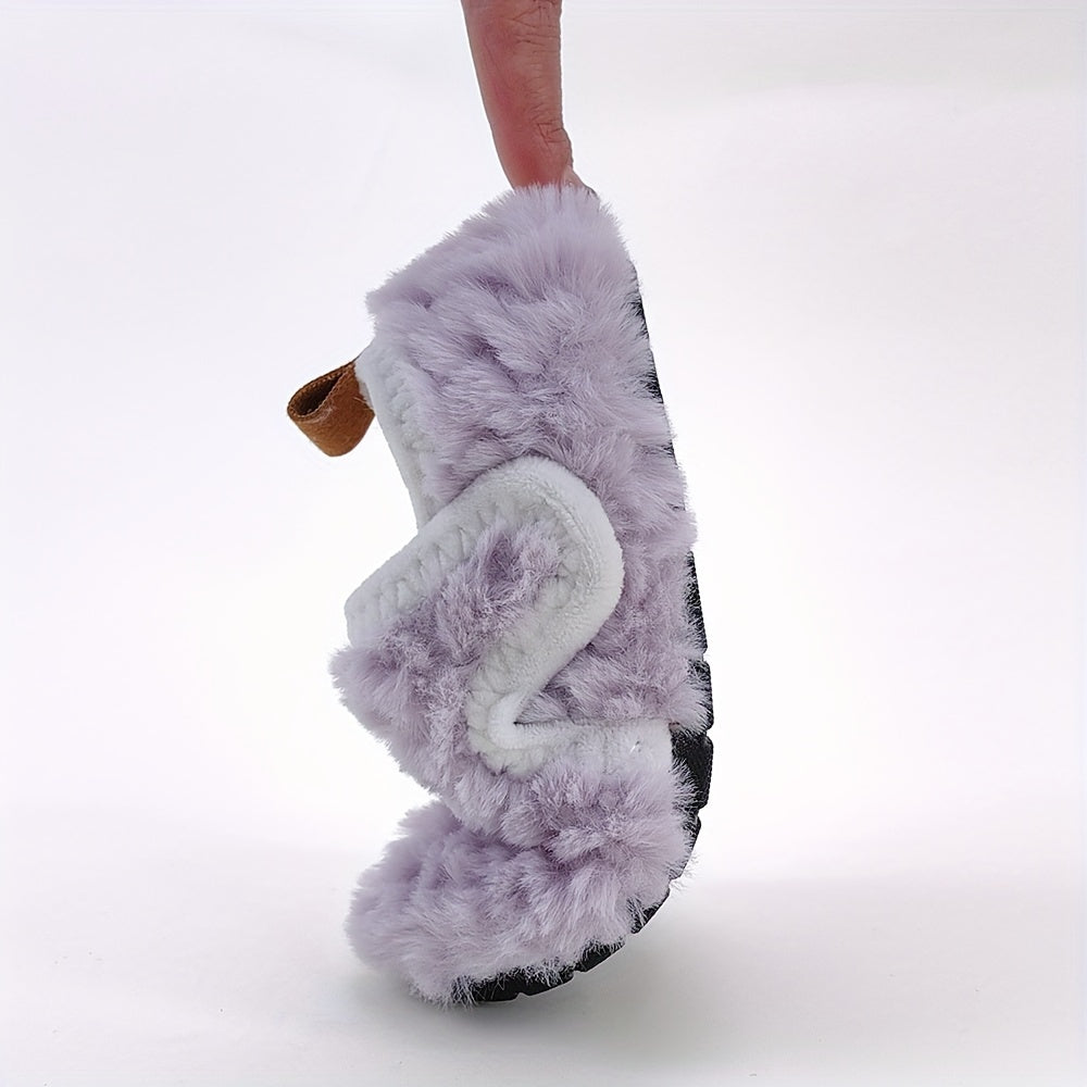 Chaussons douillets en fourrure pour bébé fille, semelle souple pour l'intérieur, automne et hiver