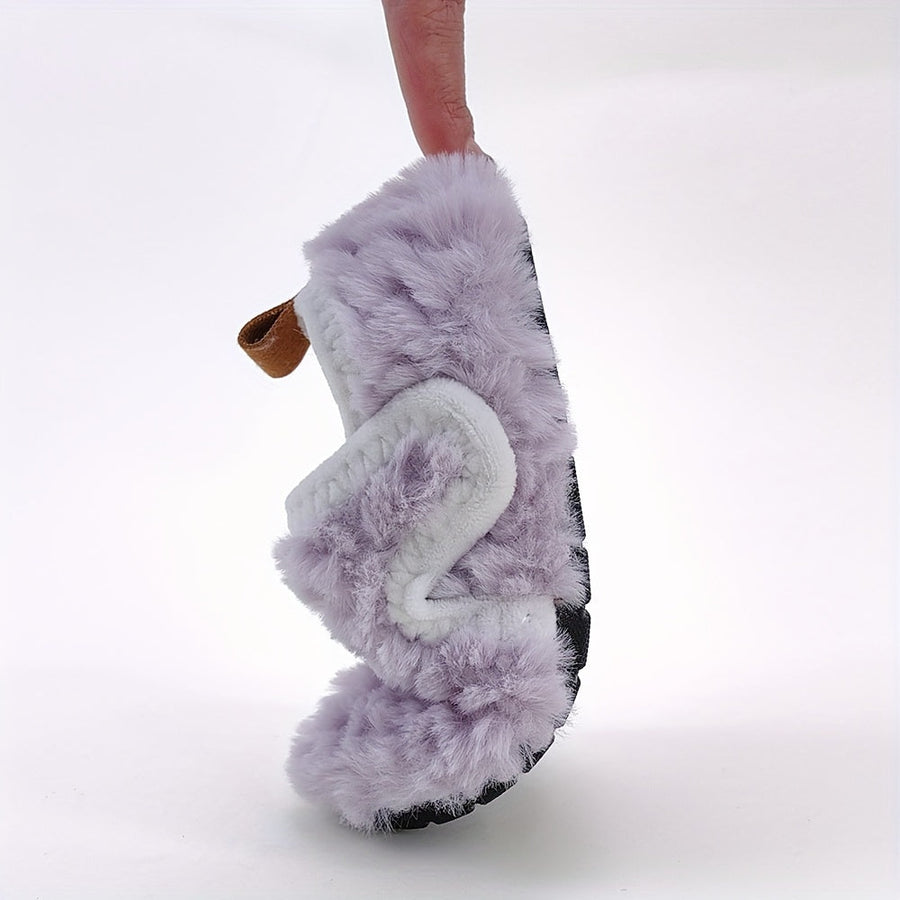 Chaussons douillets en fourrure pour bébé fille, semelle souple pour l'intérieur, automne et hiver