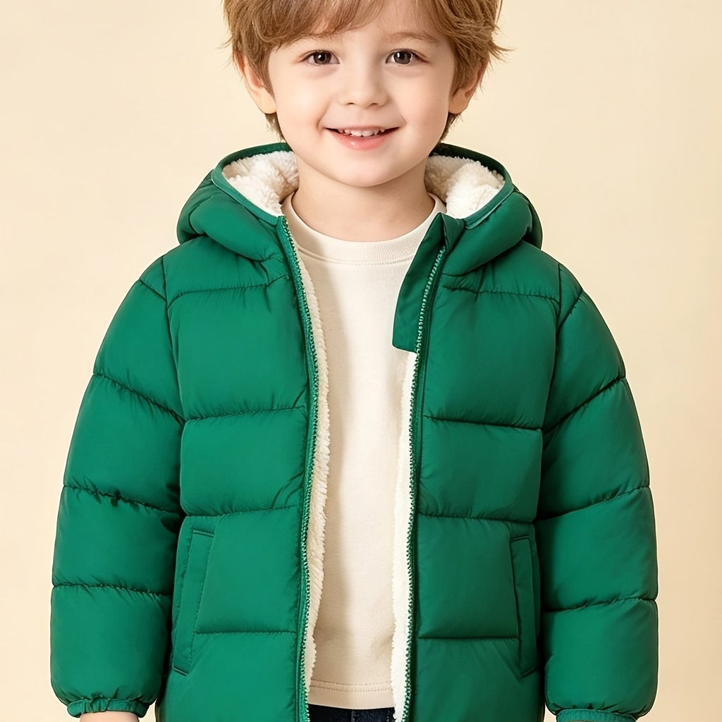 Veste d'hiver à capuche pour garçons, veste chaude légère en polaire — Monptitlou