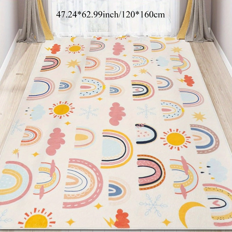 Tapis de sol doux, tapis de jeu lavable arc-en-ciel, adapté aux salons — Monptitlou