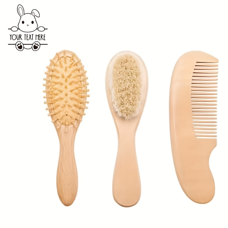 1 Set de brosse à cheveux et peigne en bois de hêtre personnalisé avec — Monptitlou