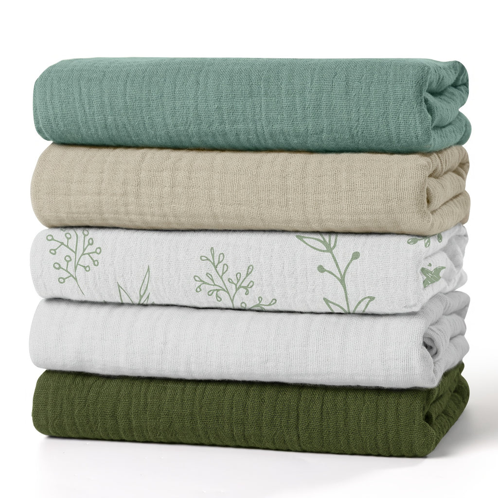 Lot de 5 langes bébé en mousseline, 7 motifs — Monptitlou