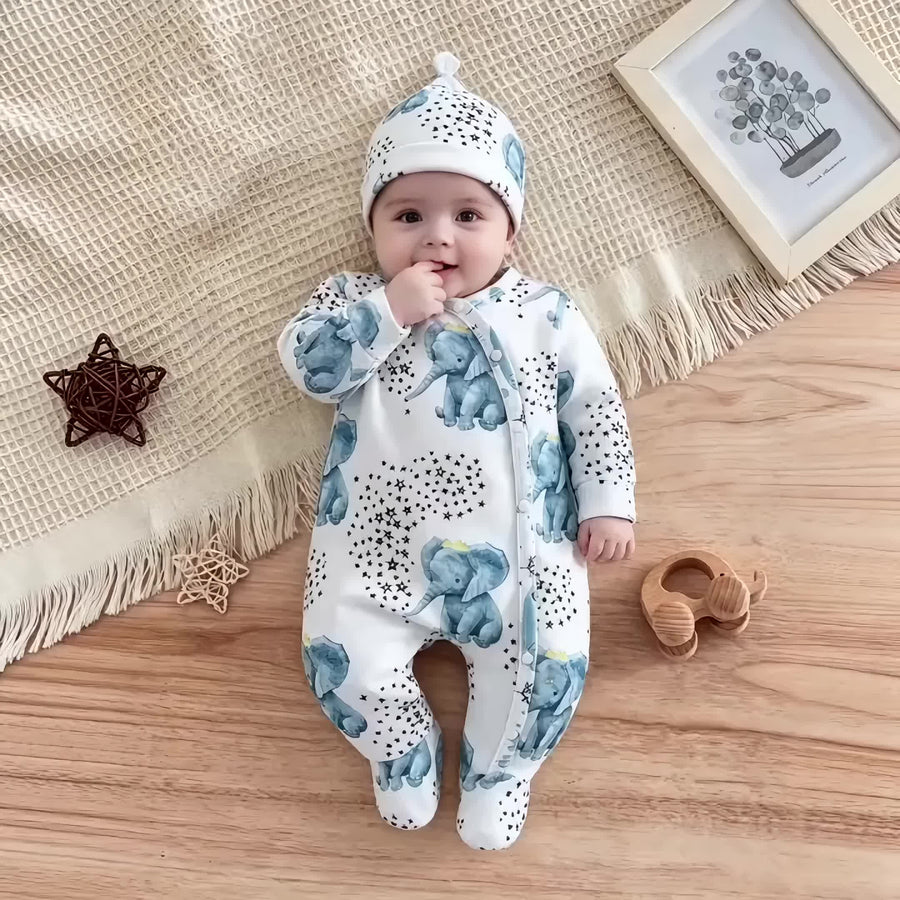 Body Bébé Éléphant Bleu Étoile Confortable — Monptitlou