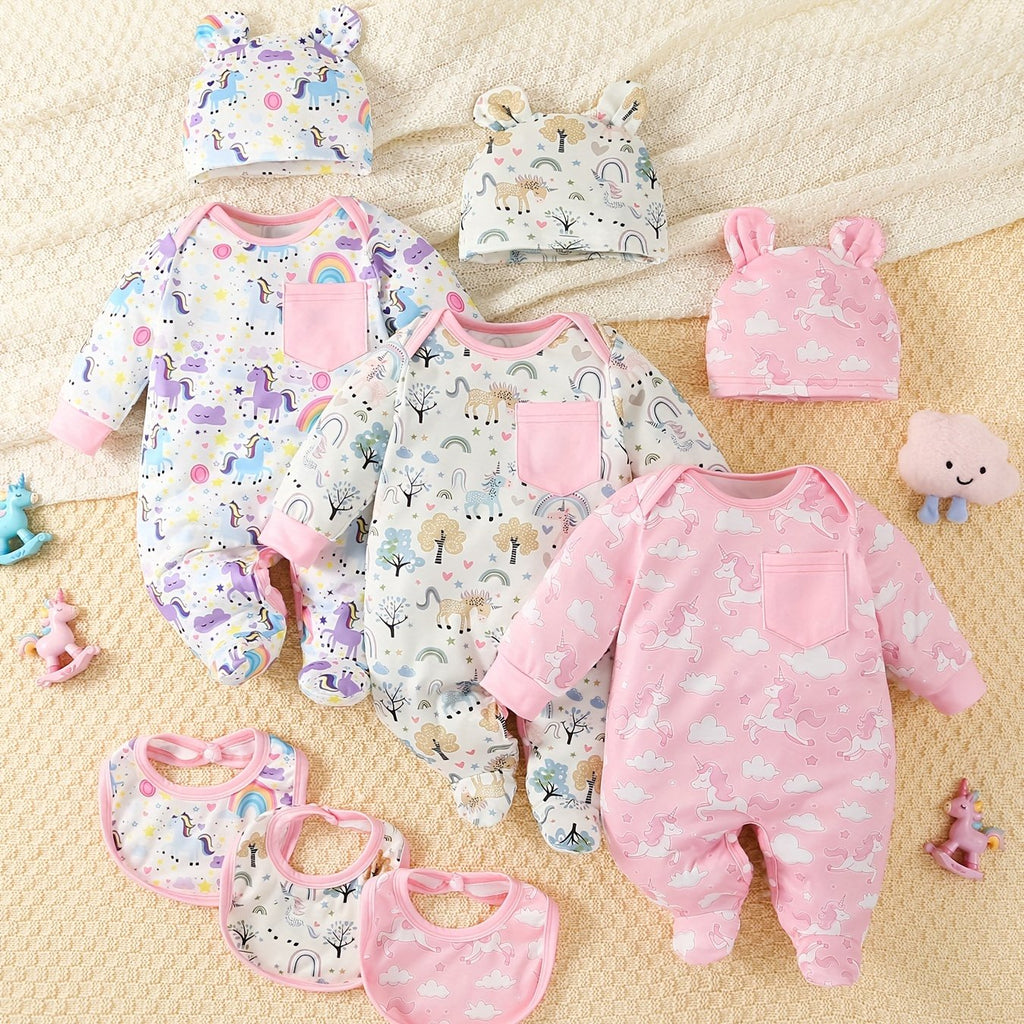[Idéal Cadeau] 9 Pièces Ensemble de Combinaison-Pieds à Manches Longues — Monptitlou
