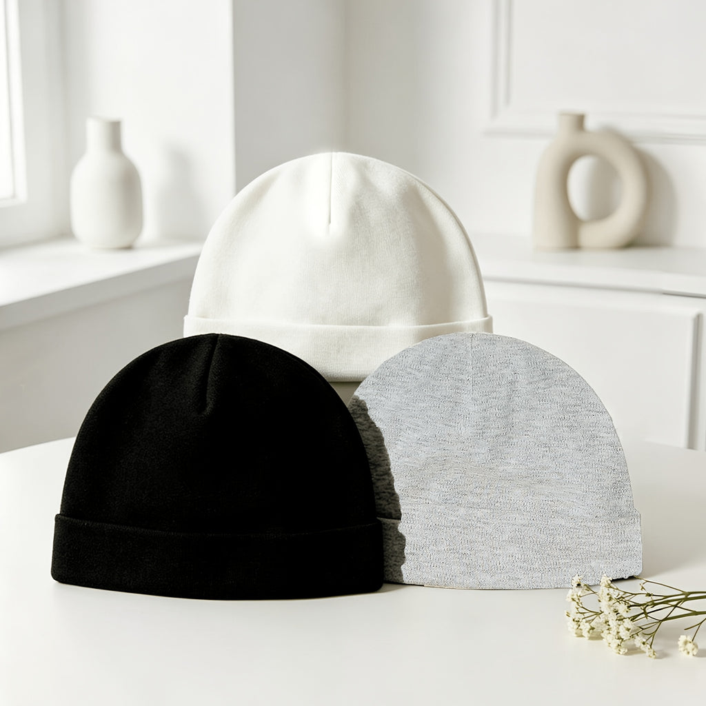 Bonnets unis pour nouveau-nés, garçons et filles, confortables — Monptitlou