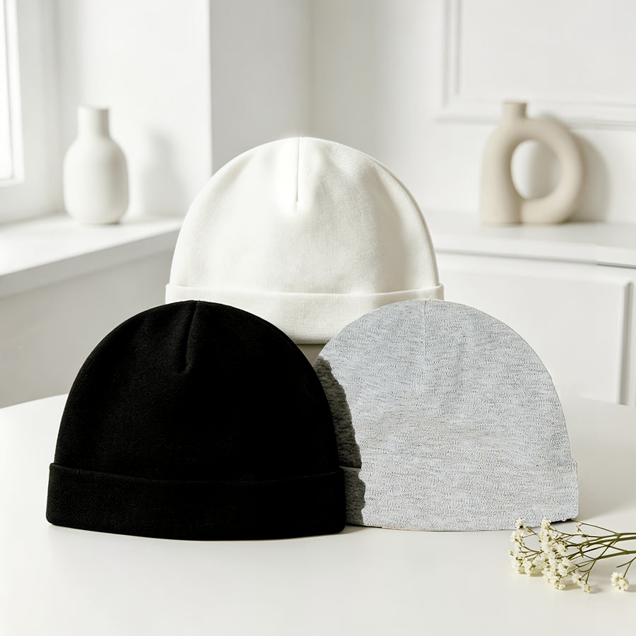 Bonnets unis pour nouveau-nés, garçons et filles, confortables — Monptitlou