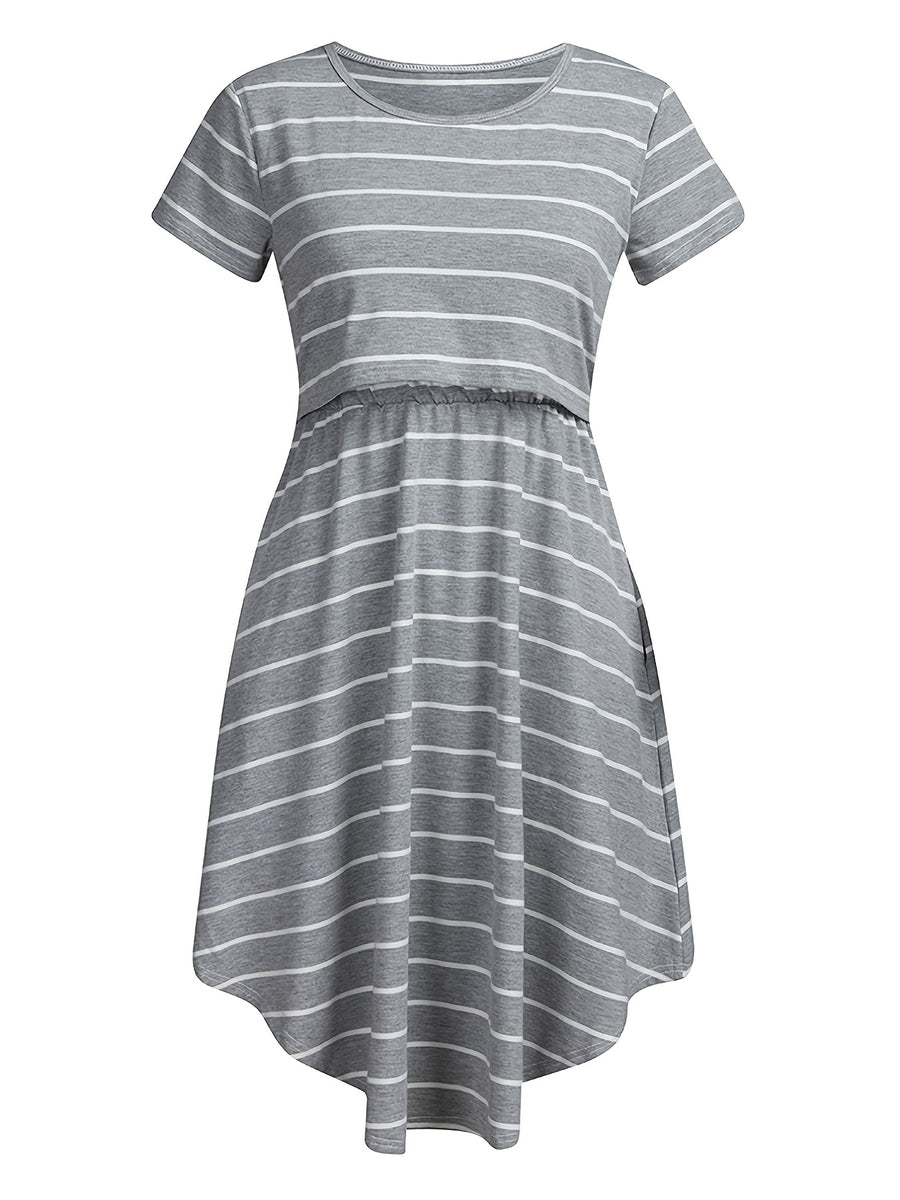 Robe de maternité et d'allaitement multifonctionnelle à rayures — Monptitlou