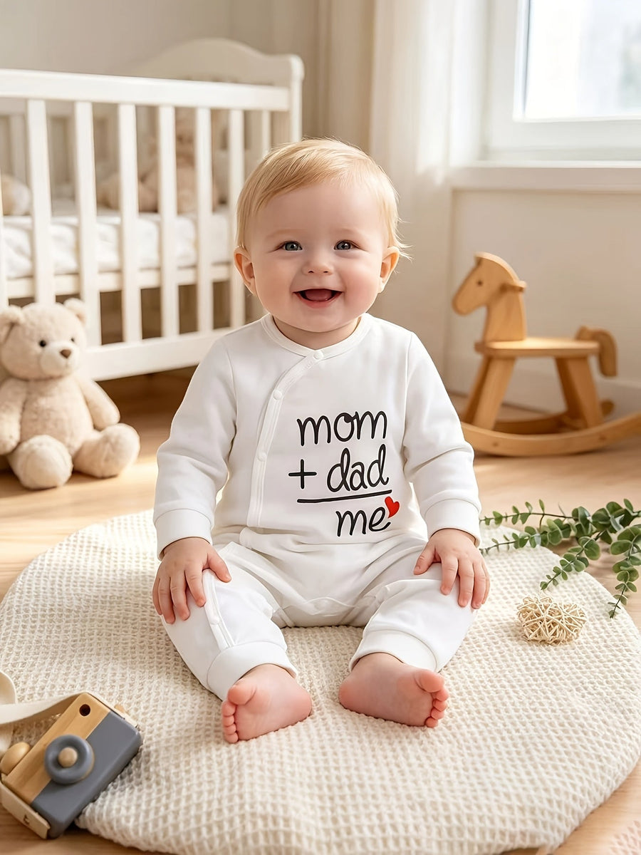 Body bébé manches longues à col incliné et imprimé lettré, grenouillère, combinaison rampante pour nouveau-né, pyjama un