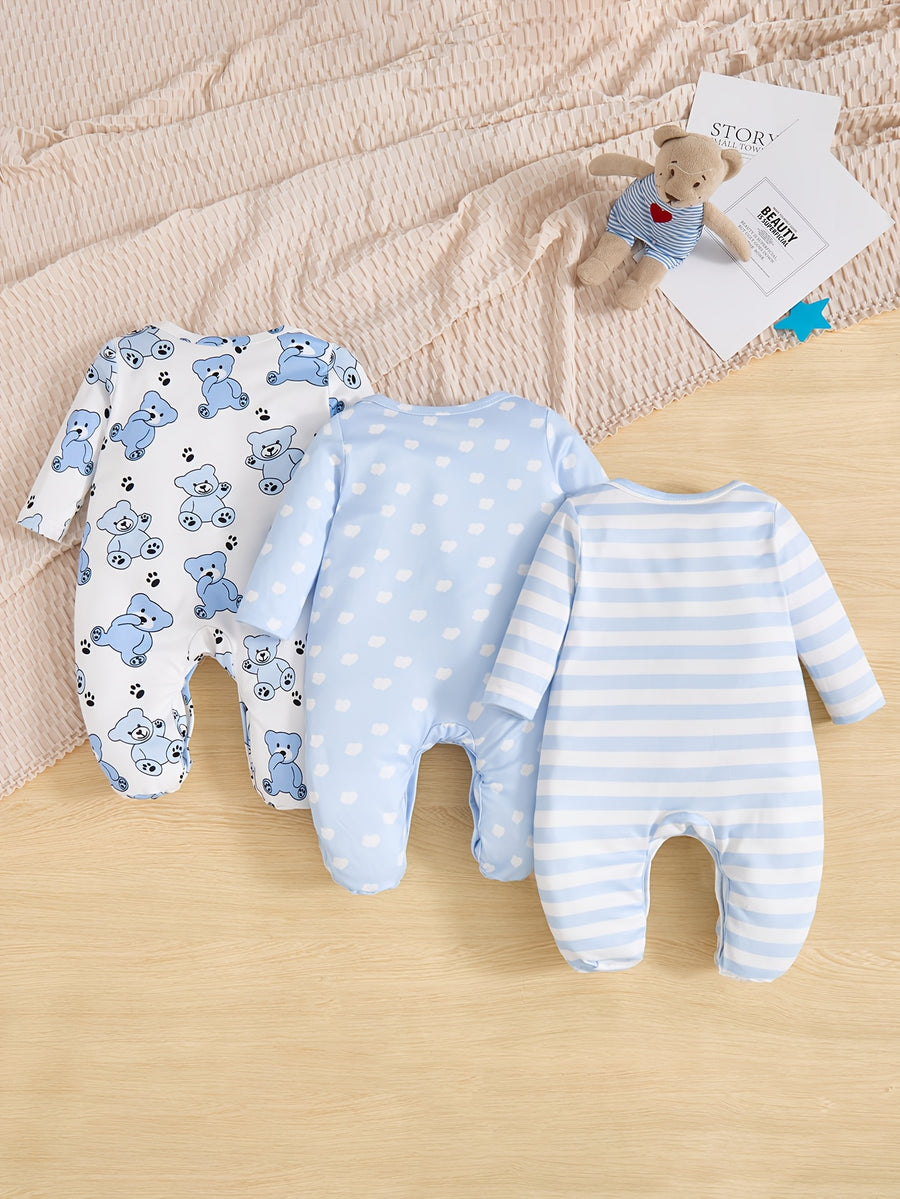 Ensemble trois pièces de pyjama à pieds pour bébés garçons — Monptitlou