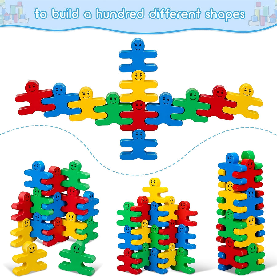 Blocs d'équilibre empilables en bois colorés — Monptitlou