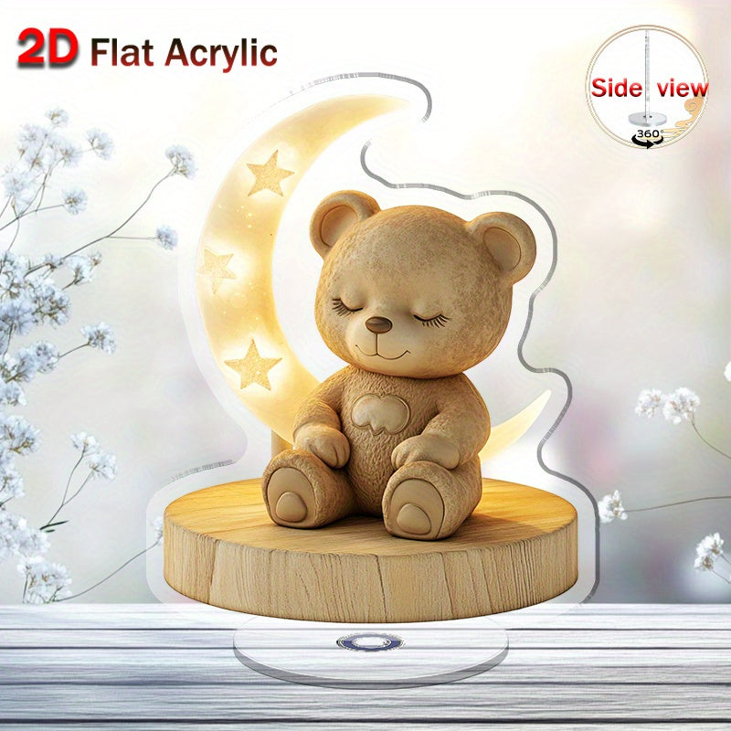 Plat 2D, Plat 2D, Nounours rotatif avec lumière de croissant de lune — Monptitlou