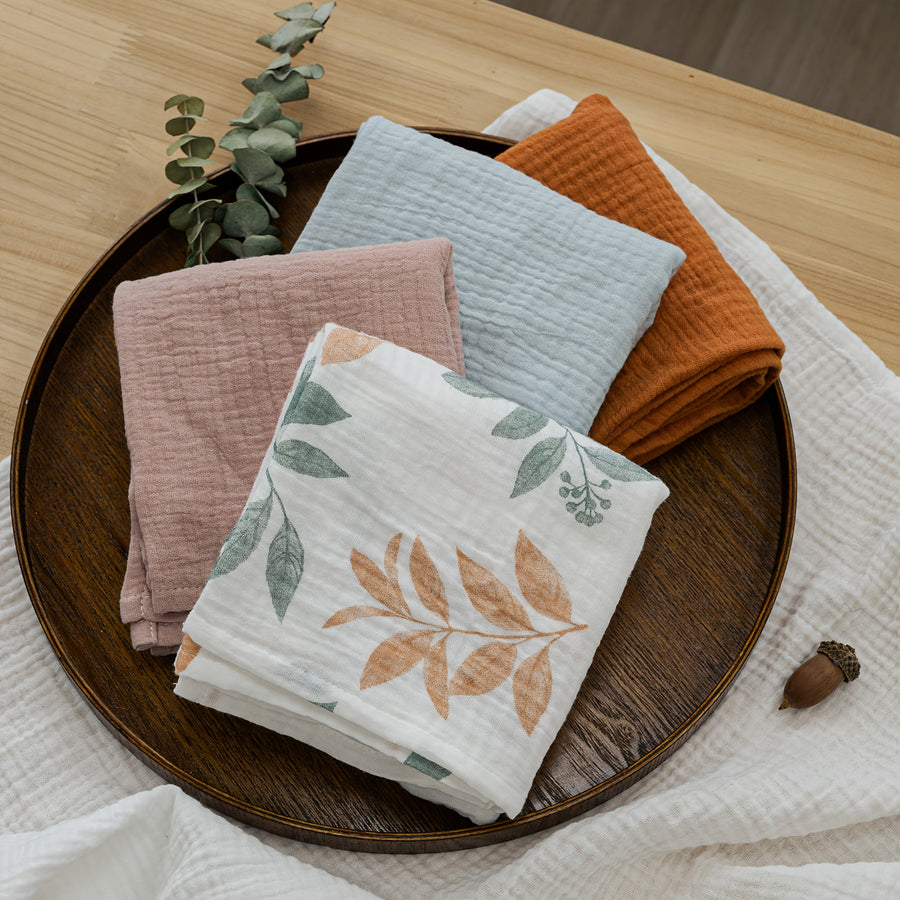 Lot de 5 langes bébé en mousseline, 7 motifs