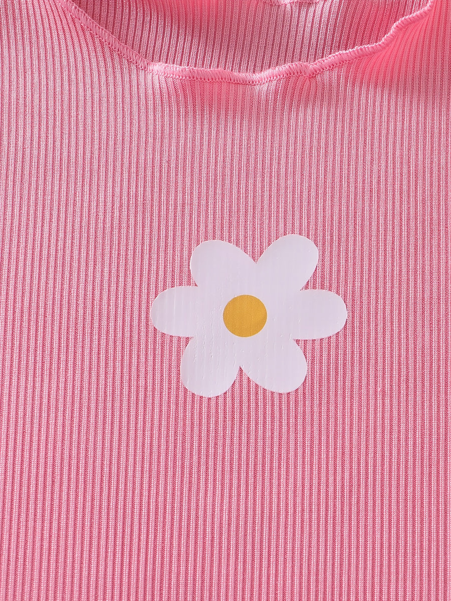 T-shirts manches courtes pour enfants, imprimé lapin et floral — Monptitlou