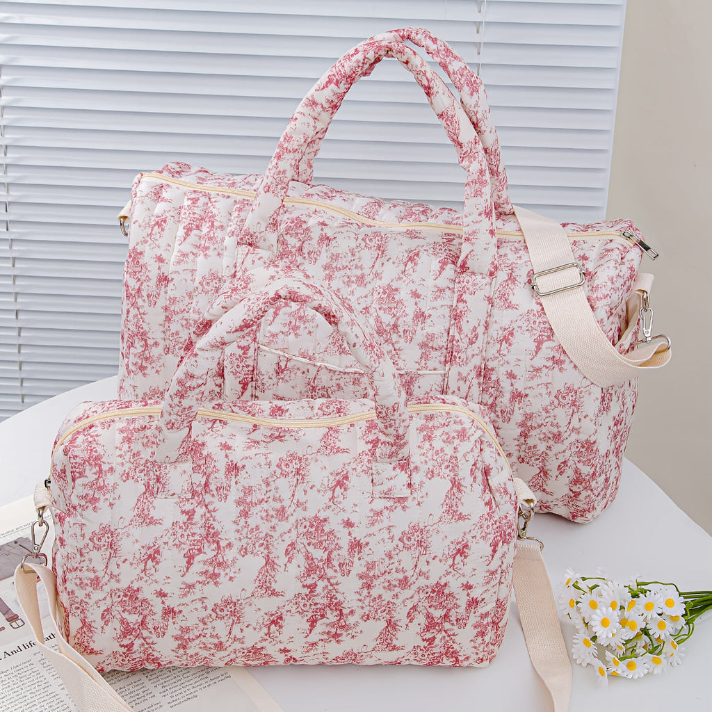 Sac fourre-tout grand modèle à motifs floraux, matelassé — Monptitlou