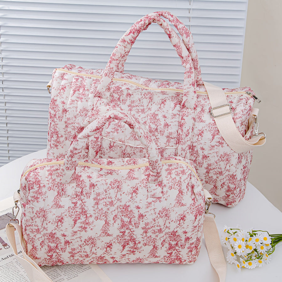 Sac fourre-tout grand modèle à motifs floraux, matelassé — Monptitlou