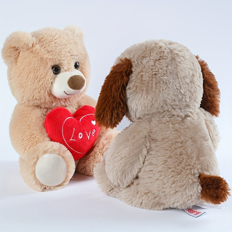 Ours en Peluche Cœur d'Amour de 26 cm / 10.23 pouces avec Ours et Chien — Monptitlou