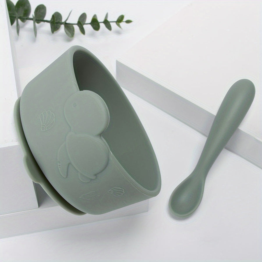 Bols en silicone alimentaire pour bébé avec cuillère 120 mm — Monptitlou