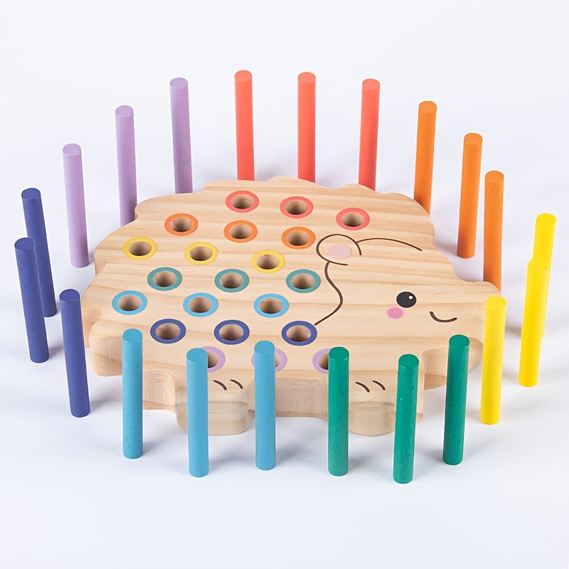 Jouet hérisson en bois multicolore pour enfants — Monptitlou