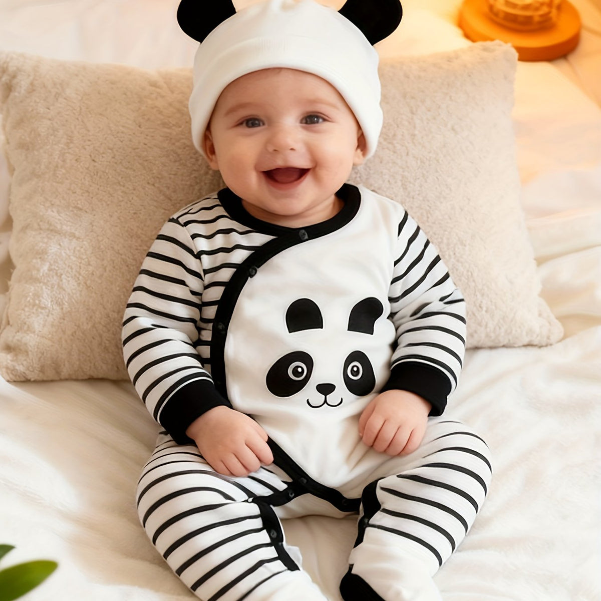 Grenouillère Panda Mignon - Combinaison Douce Toutes Saisons avec — Monptitlou Image
