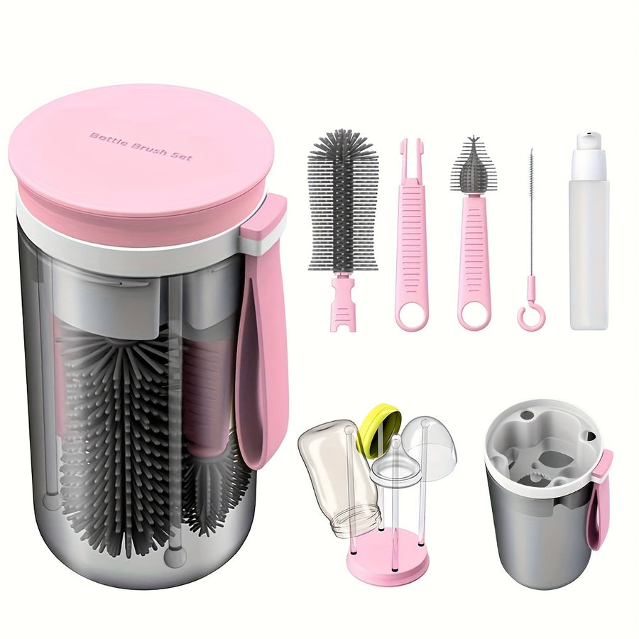 Ensemble de brosses à biberons portables en silicone, brosse apaisante — Monptitlou