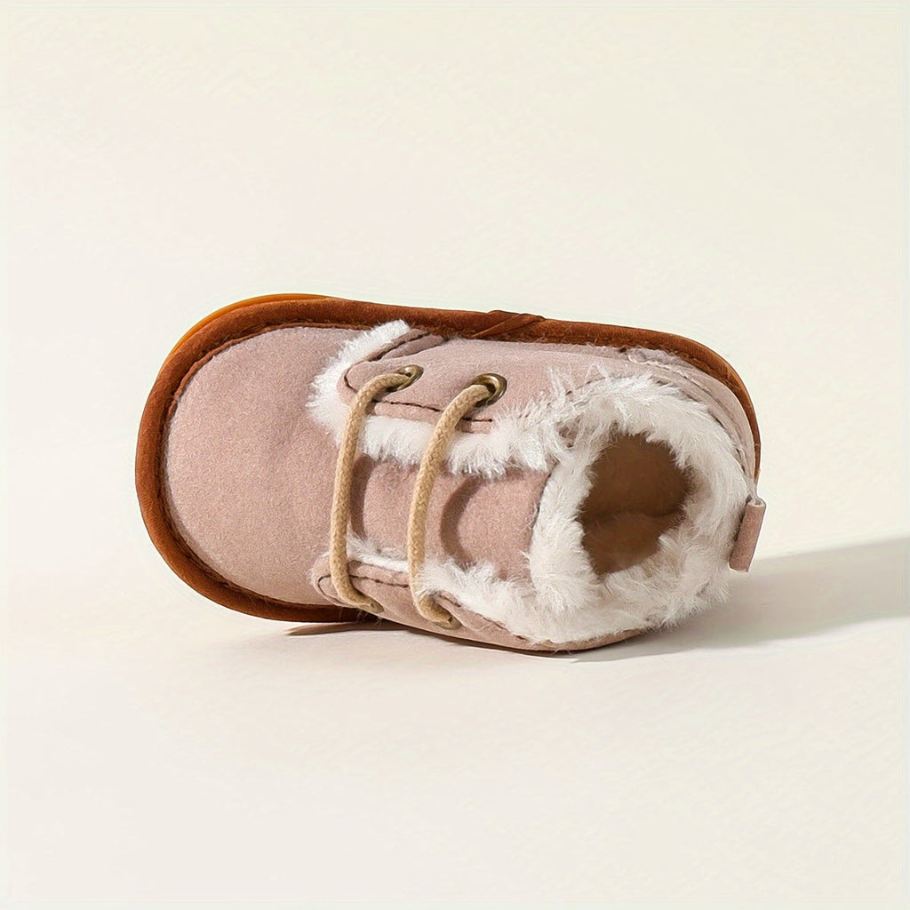 Chaussures d'Hiver pour Enfants 0-18 Mois Semelle Souple Doublure Polaire Style Coréen Chaussons de Marche Bébé 0-1 An 2