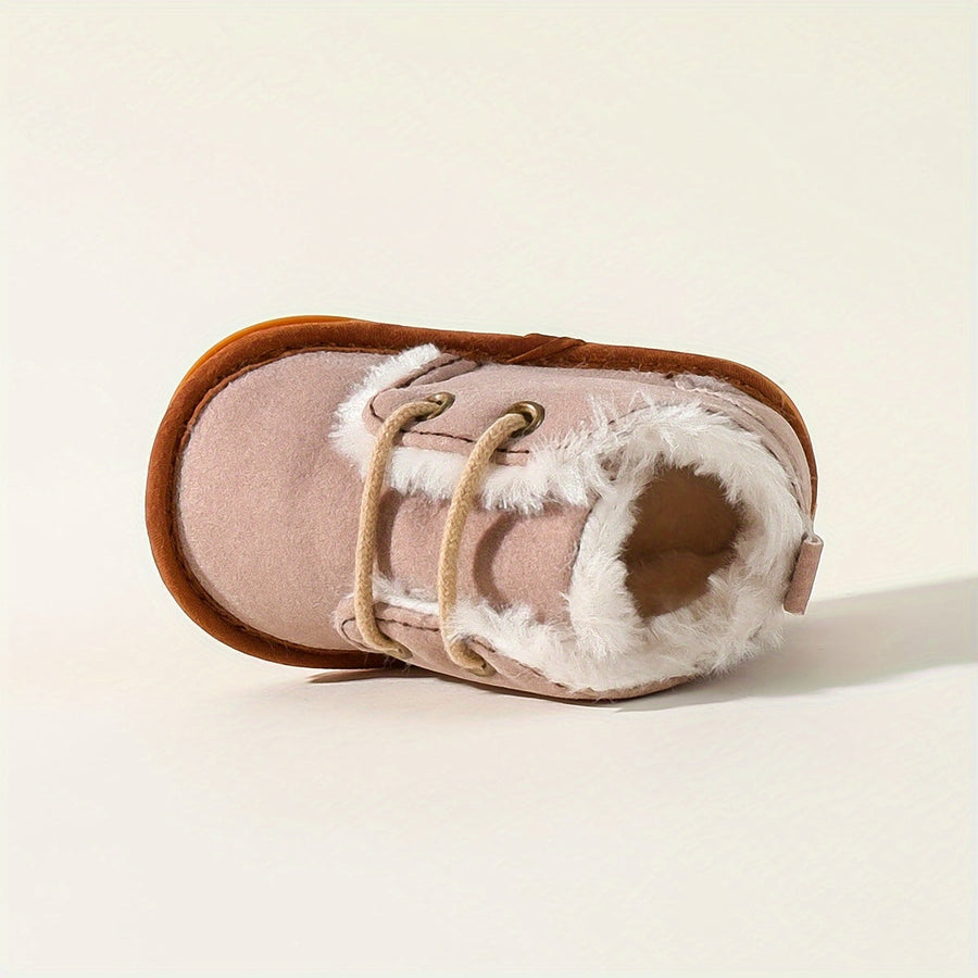 Chaussures d'Hiver pour Enfants 0-18 Mois Semelle Souple Doublure Polaire Style Coréen Chaussons de Marche Bébé 0-1 An 2