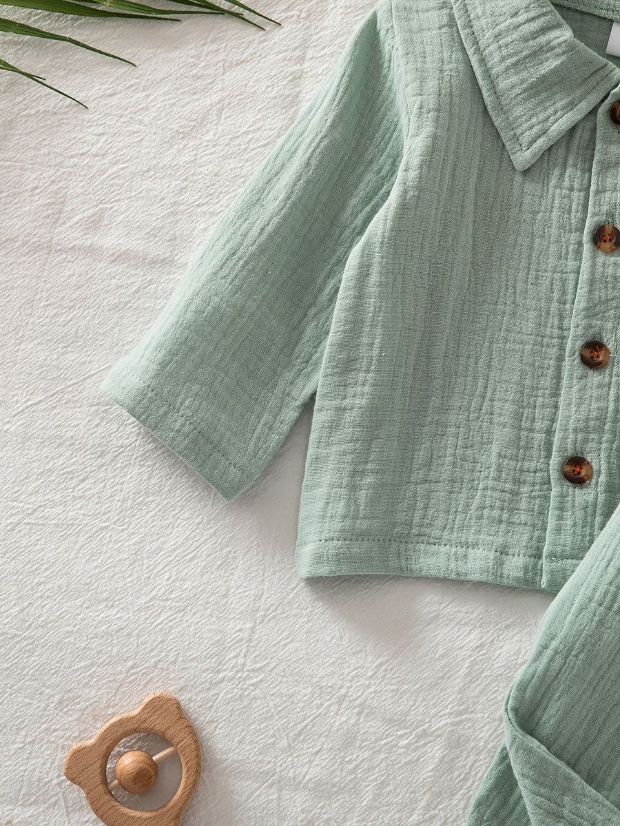 Ensemble bébé col pur longues manches et pantalon long — Monptitlou