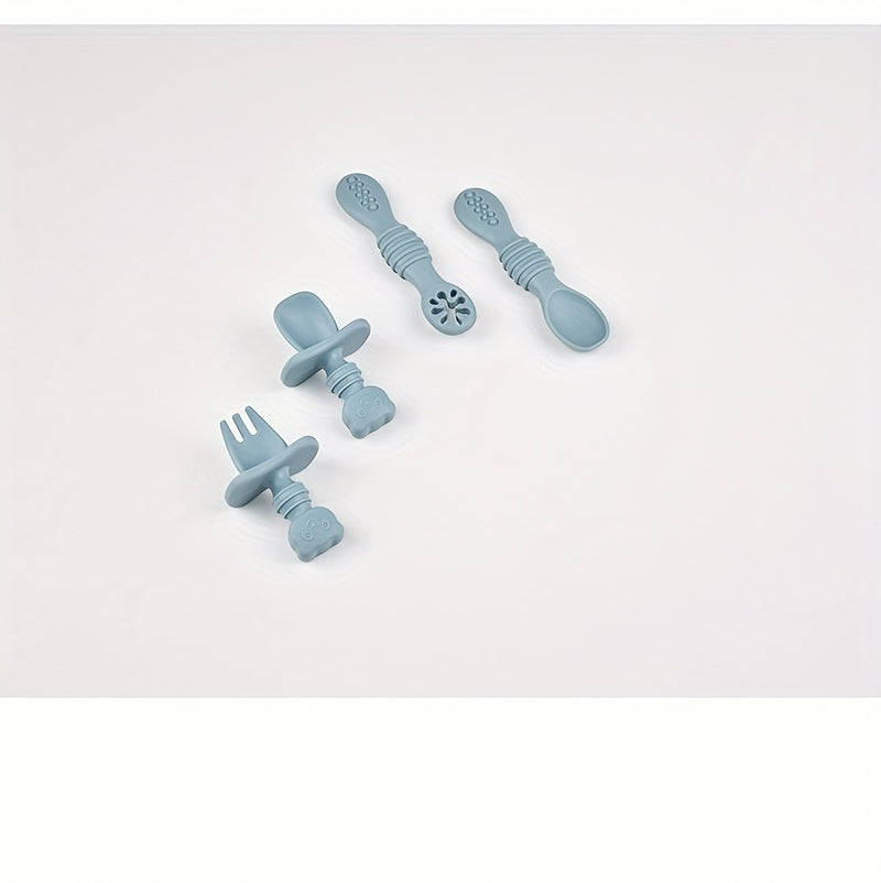 Cuillères et fourchettes en silicone pour bébé 0-3 ans — Monptitlou