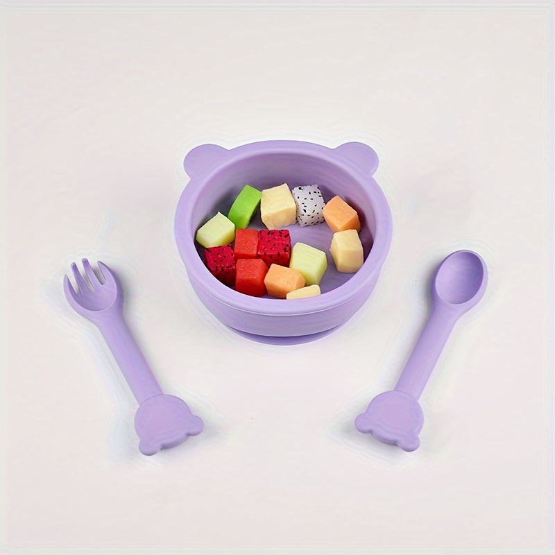 [Bol bébé anti-chute] 1 Ensemble de 3 pièces de bol bébé complémentaire avec couvercle, ensemble de vaisselle pour bébé 