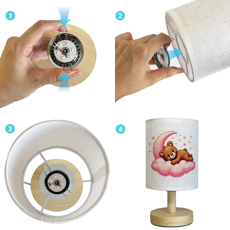 Veilleuse LED en tissu, Lampe de table, Lampe de bureau, Lampe LED — Monptitlou