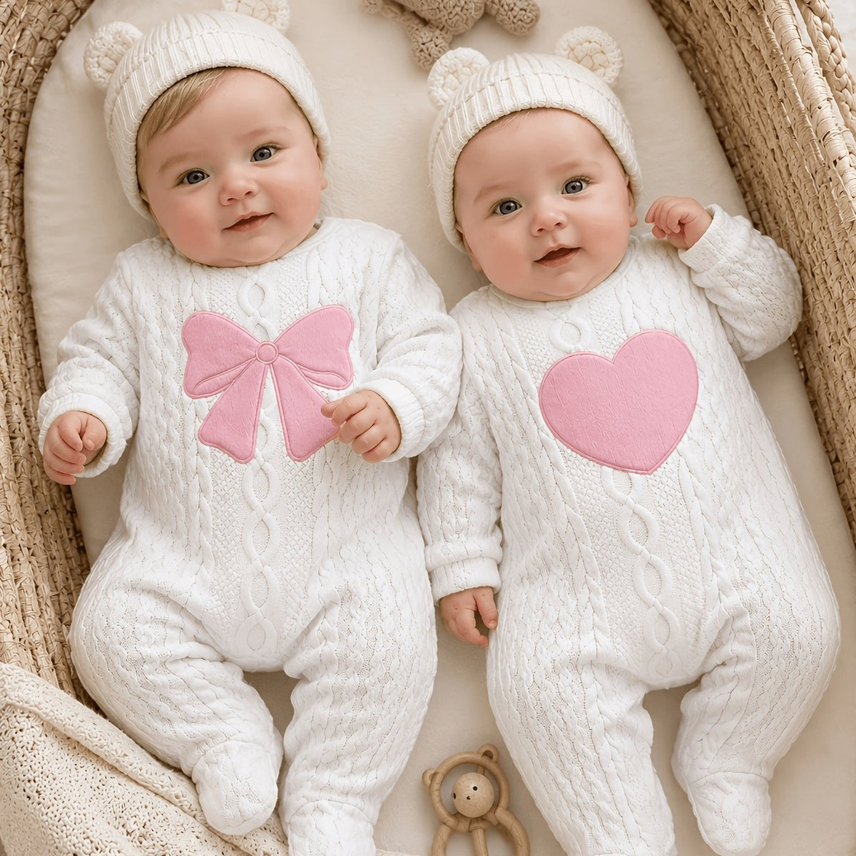 Grenouillère bébé tricotée jacquard, à pieds — Monptitlou Image