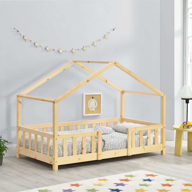Lit pour enfants Treviolo de style maison avec protection contre les — Monptitlou