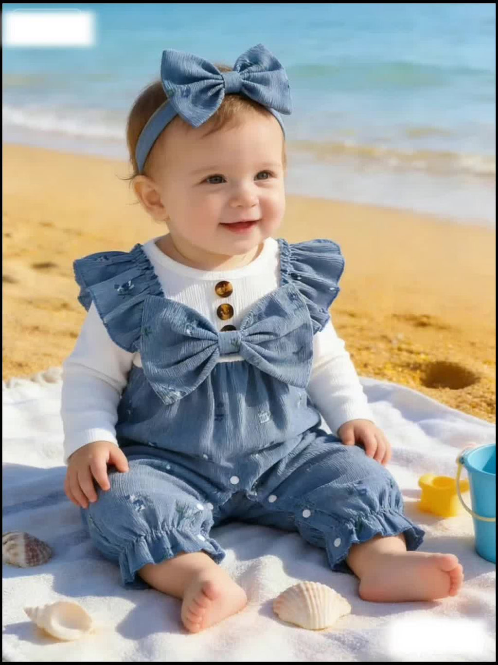 Barboteuse Bébé Fille Mignonne à Manches Longues avec Nœud Floral et — Monptitlou
