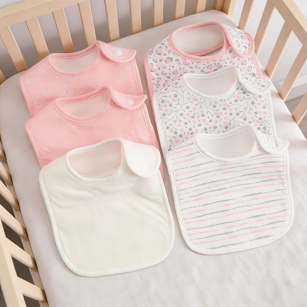 Bavoirs pour bébé, lot de 6 bavoirs à boutons-pression — Monptitlou