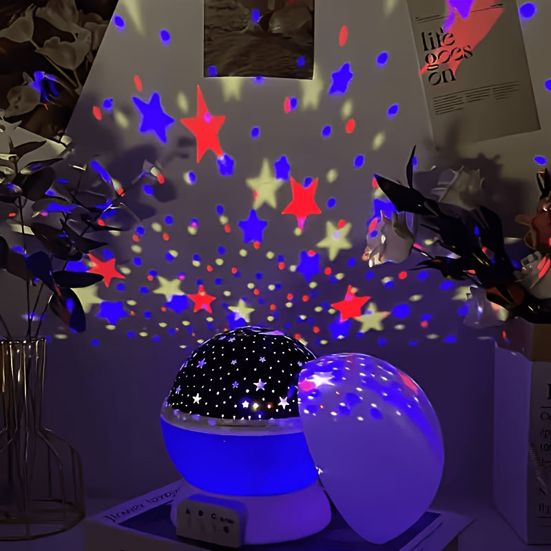 Lampe d'ambiance projection étoiles et lune, multi-couleurs rotative — Monptitlou