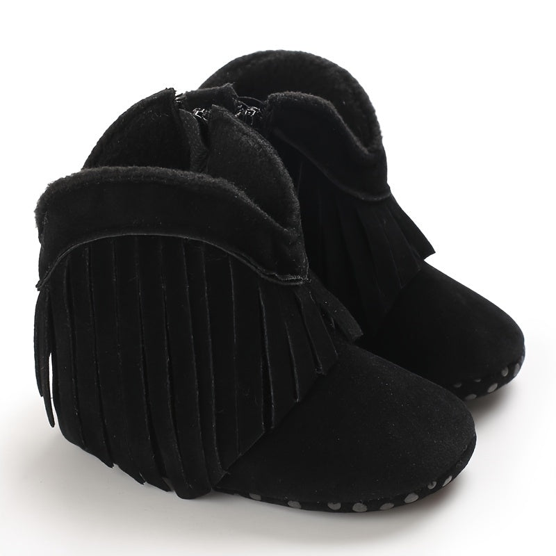 Baskets unisexes confortables pour enfants, à la mode, de couleur unie, avec pompons et fermeture éclair