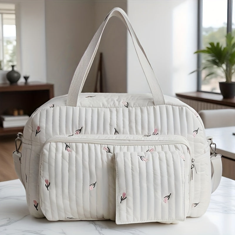 Pochette en tissu ours en peluche brodée floral 2025 — Monptitlou Image