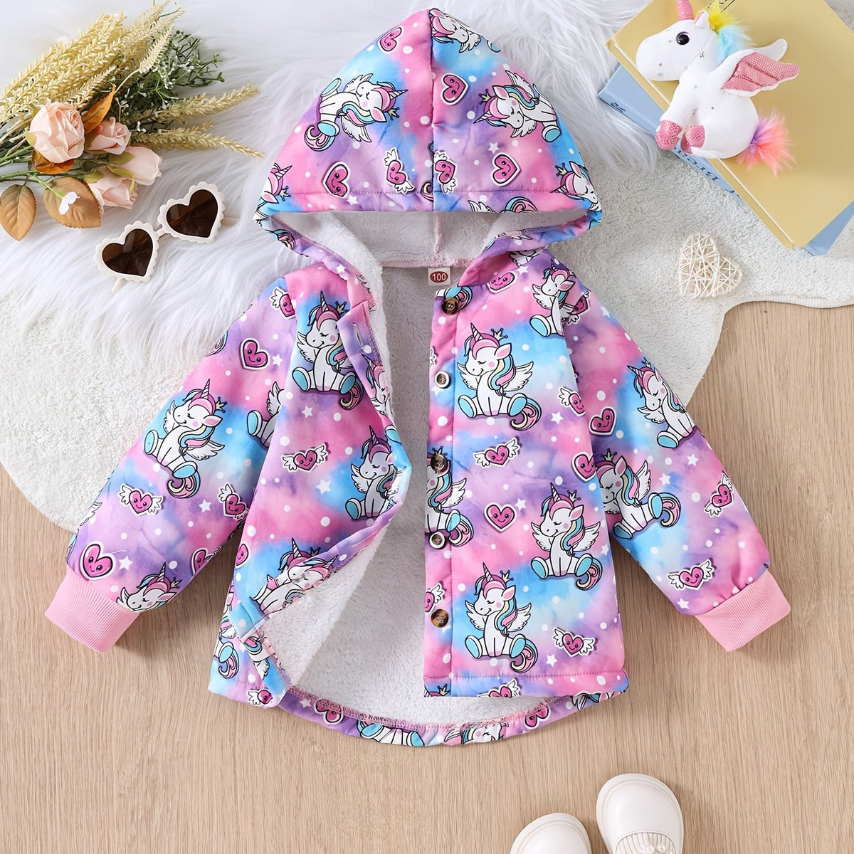 Veste Décontractée Mode Licorne pour Filles, Manches Longues, Capuche — Monptitlou Image